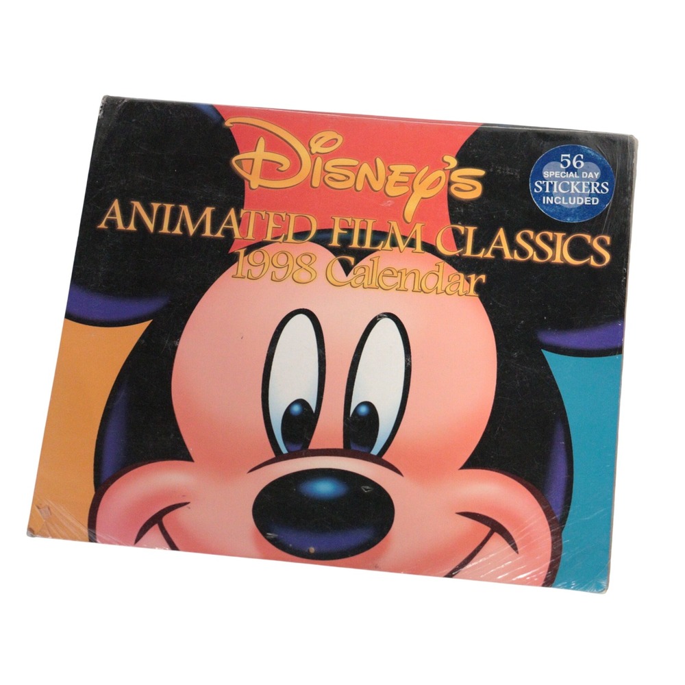 Vintage Disney Calendar 1998 Animated Film Classics & Collectible Stickers NWT